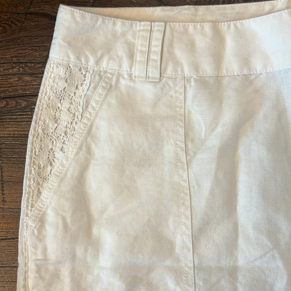 Sundance Catalog White Linen Shorts 16 NWT Lace Trim Pockets Cotton Coastal - Picture 2 of 7